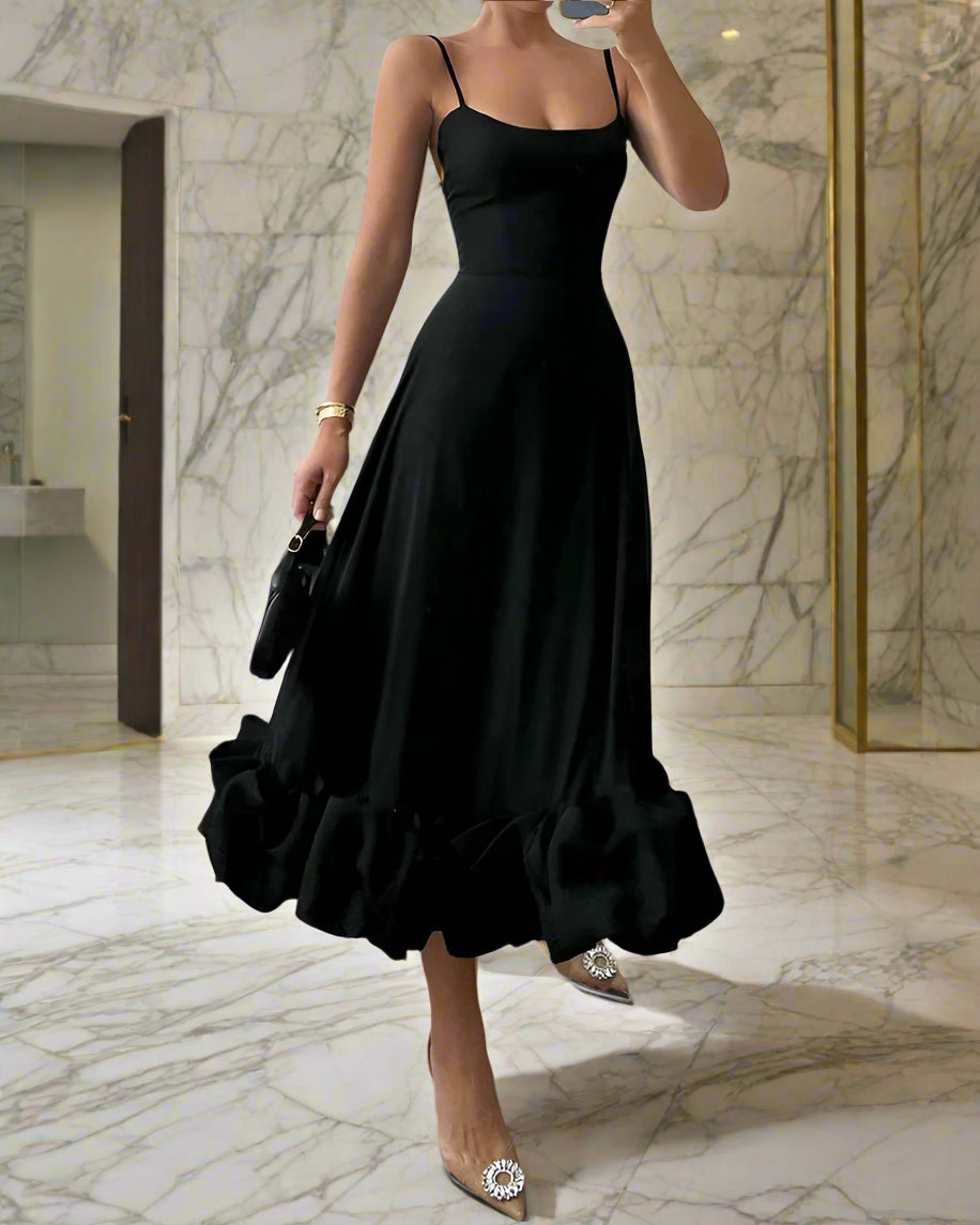 Sleeveless Midi Dress with Ruffle Hem | Elegant & Flowy Summer Style