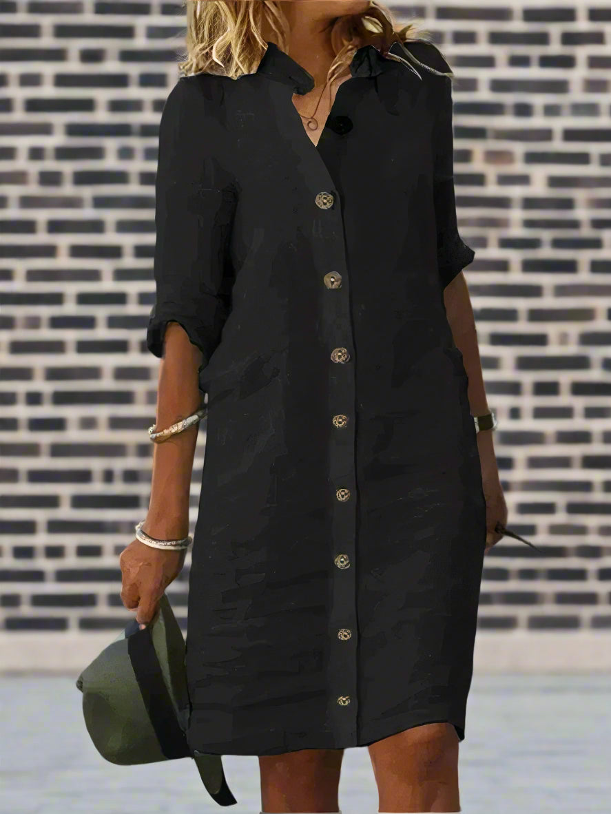 Reese Women's 100% Linen Shirt Dress | Button-Through Summer Dress