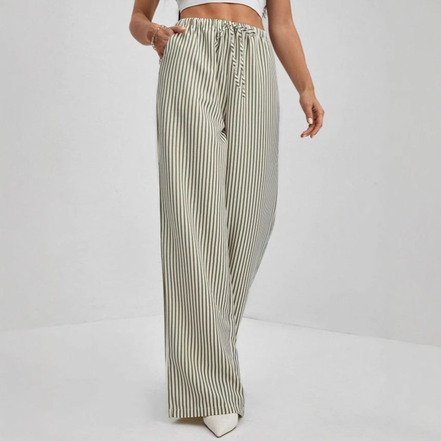 Women's Cotton Straight-Leg Trousers | Adjustable Waist