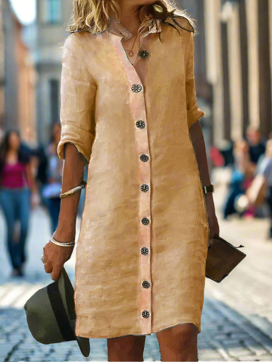 Reese Women's 100% Linen Shirt Dress | Button-Through Summer Dress