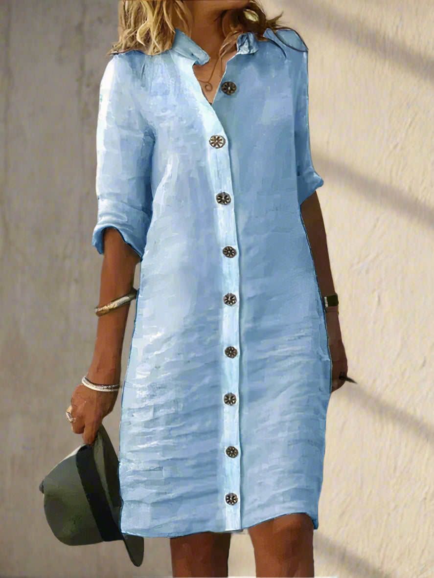 Reese Women's 100% Linen Shirt Dress | Button-Through Summer Dress