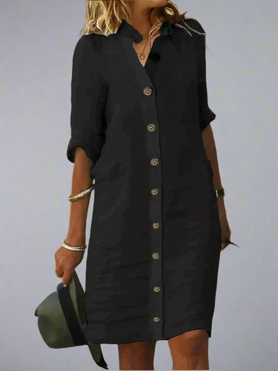 Reese Women's 100% Linen Shirt Dress | Button-Through Summer Dress