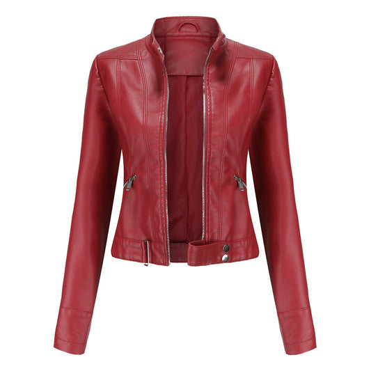 Women's Faux Leather Biker Jacket | Slim Fit & Zip Front