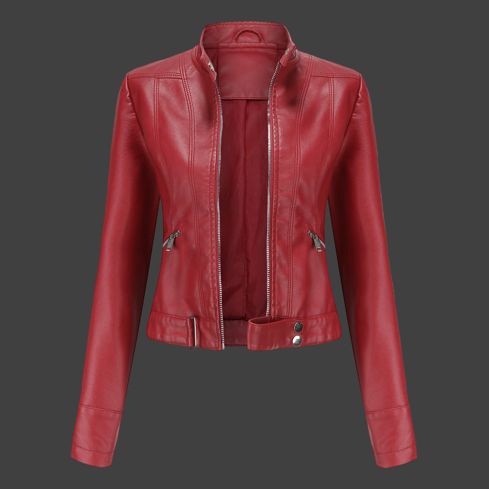 Women's Faux Leather Biker Jacket | Slim Fit & Zip Front