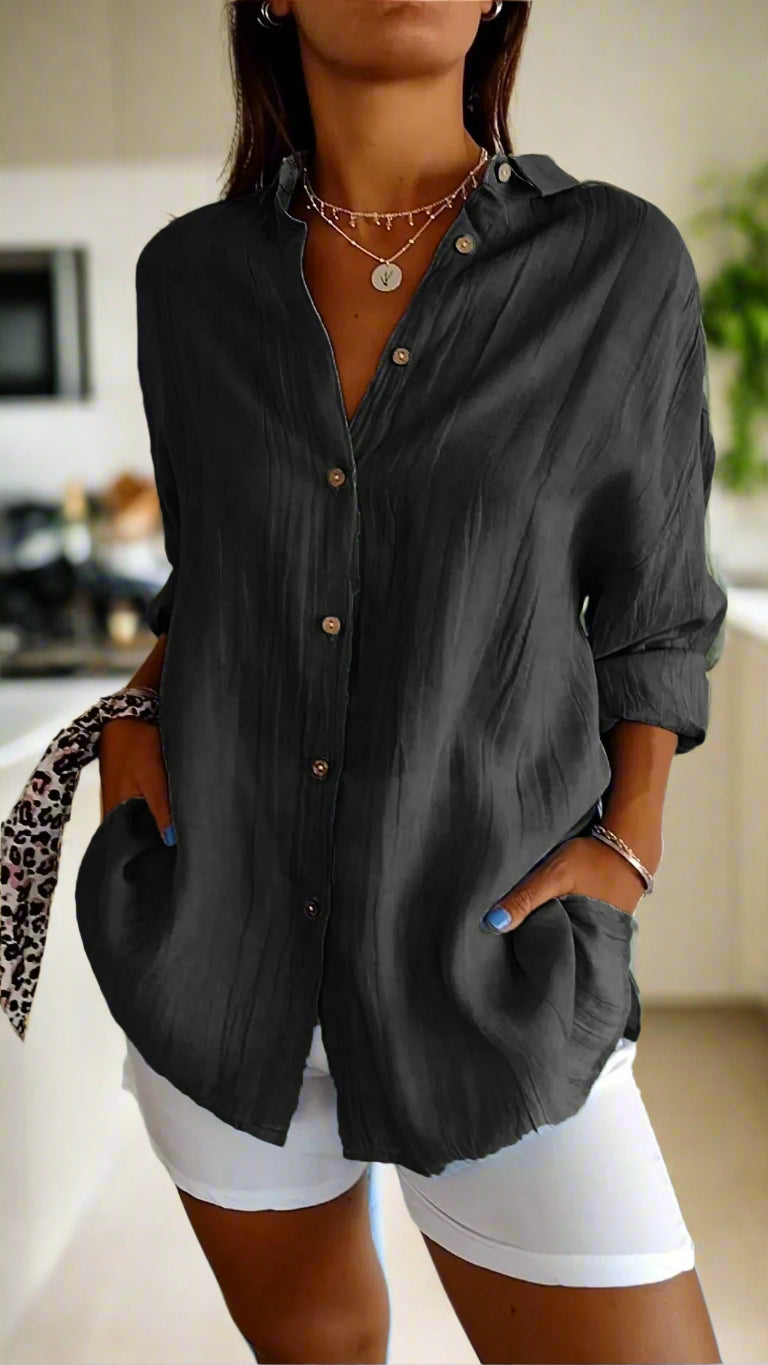 Women's Lightweight Button-Down Shirt | Comfortable Loose Fit Blouse