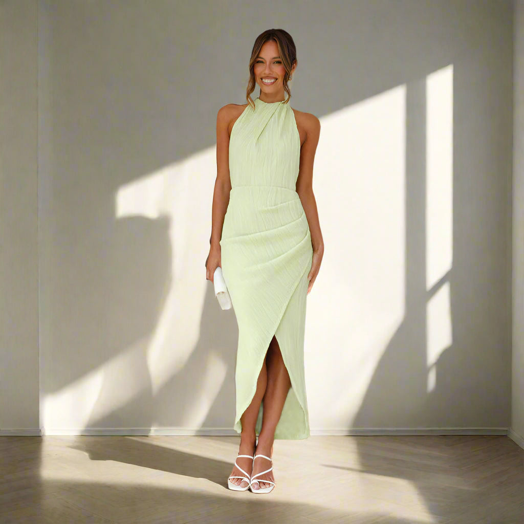 Women's Satin Backless Cocktail Dress | Slim Fit Midi