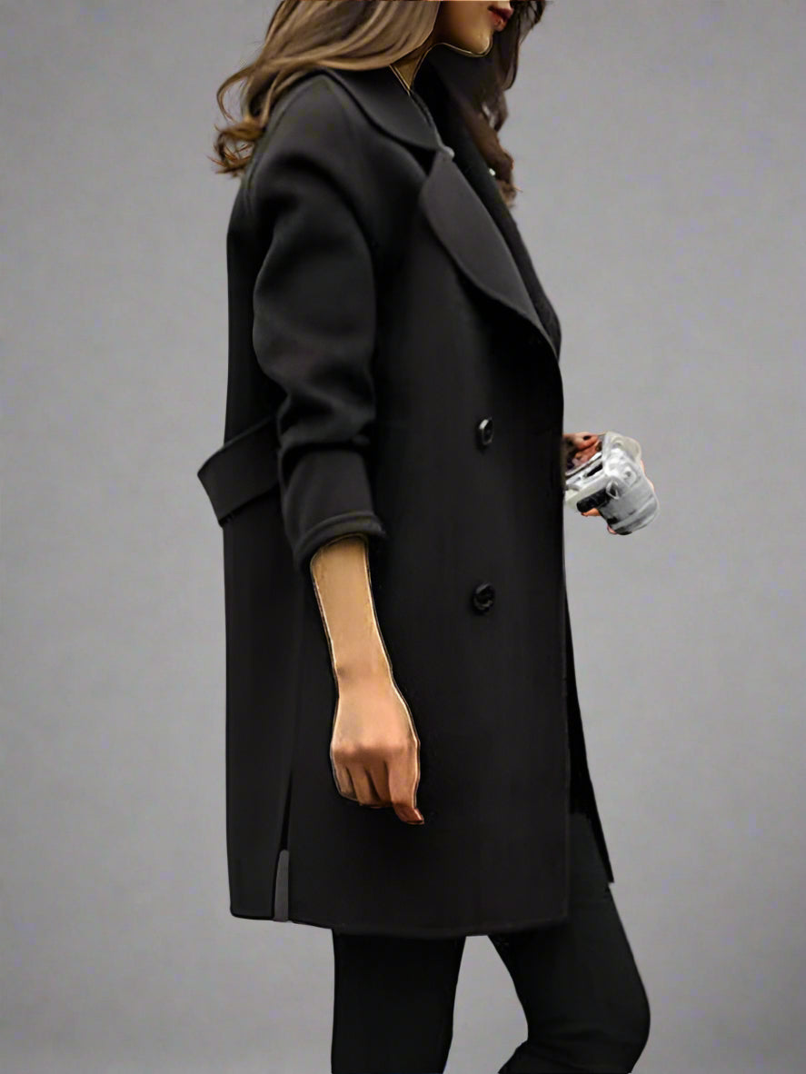 Women's Wool Blend Coat | Double-Breasted & Classic Style