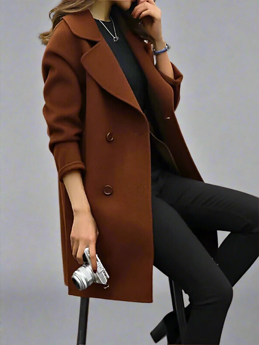 Women's Wool Blend Coat | Double-Breasted & Classic Style