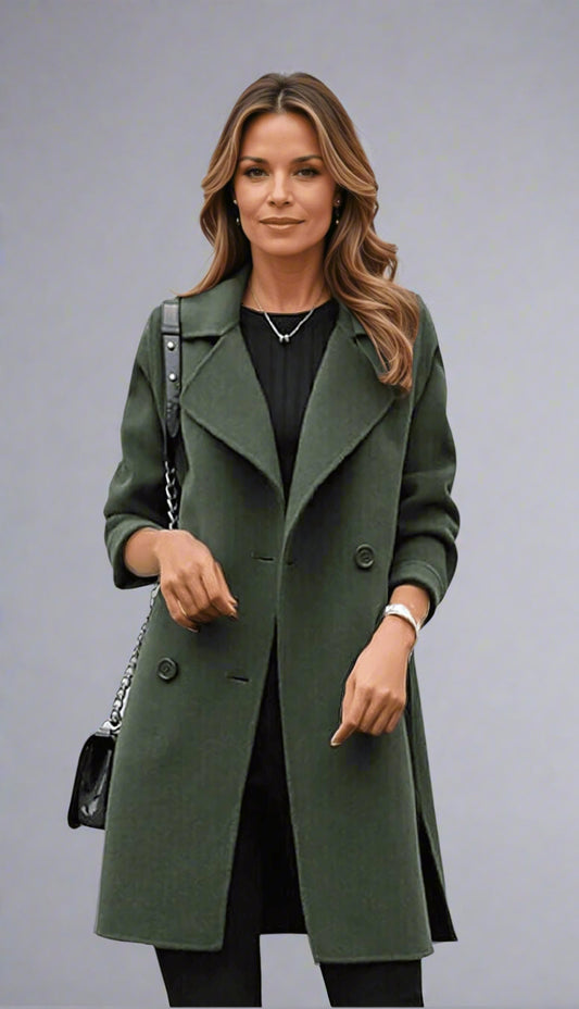 Women's Wool Blend Coat | Double-Breasted & Classic Style
